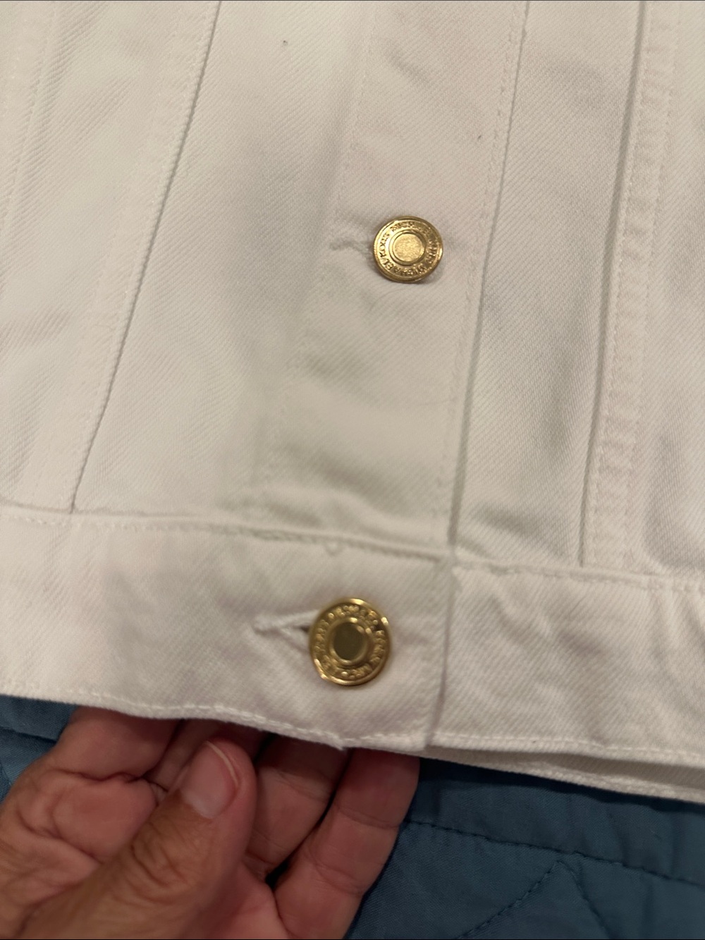 Michael Kors White Denim Jean Jacket with Gold Buttons - Picture 5 of 5